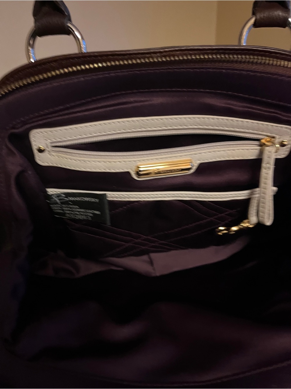 B makowsky Black Pebbled Leather Satchel with Gold Hardware - Picture 6 of 6